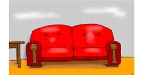 Drawing of Couch by flowerpot