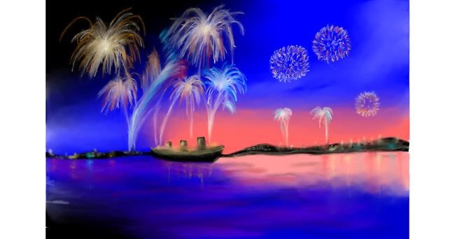 Drawing of Fireworks by Wizard