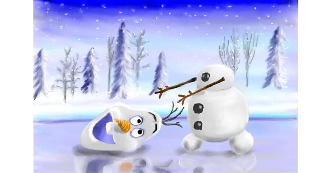 Drawing of Snowman by Wizard