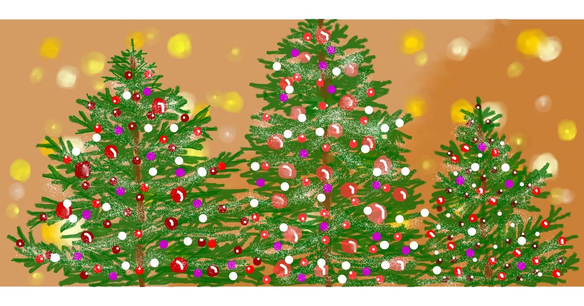 Drawing of Christmas tree by Debidolittle