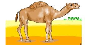 Drawing of Camel by flowerpot