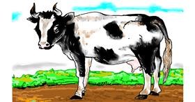 Kuh-Zeichnung von flowerpot