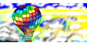 Drawing of Hot air balloon by Kim