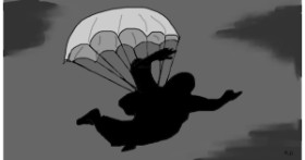 Drawing of Parachute by Swimmer