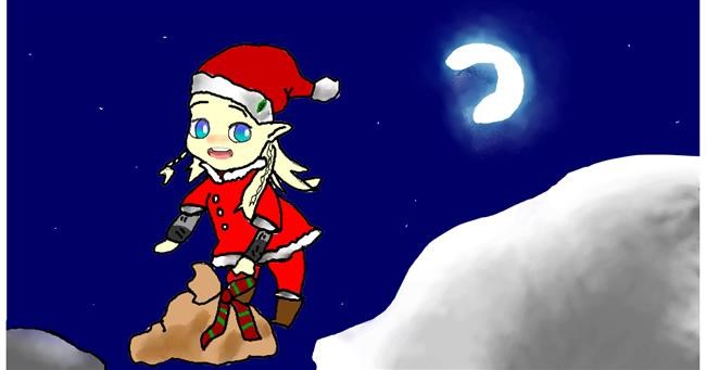 Drawing of Christmas elf by Arya