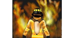 Drawing of Firefighter by Cec