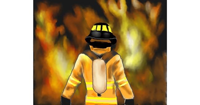 Drawing of Firefighter by Cec