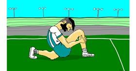 Drawing of Lionel Messi by Flowerpot