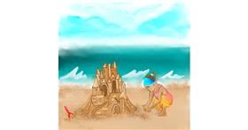 Drawing of Sand castle by Keke