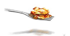 Drawing of Lasagna by flowerpot