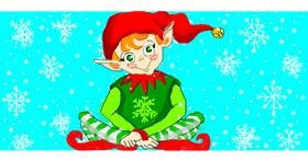 Drawing of Christmas elf by Debidolittle