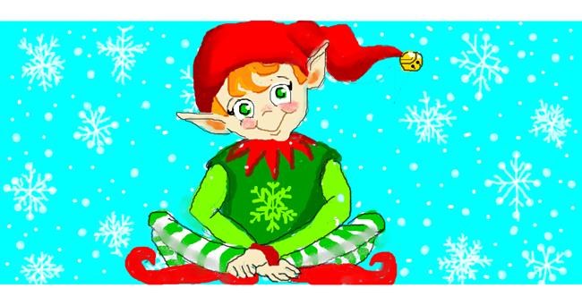 Drawing of Christmas elf by DebbyLee