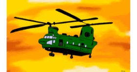 Drawing of Helicopter by Flowerpot