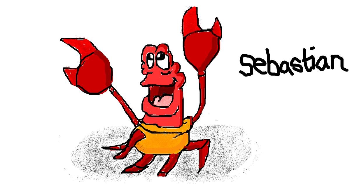 Drawing of Lobster by coconut