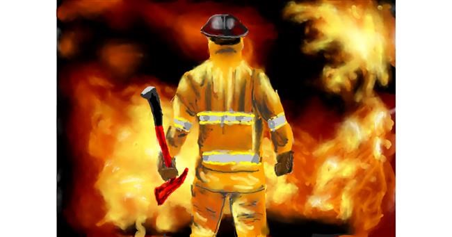 Drawing of Firefighter by Humo de copal