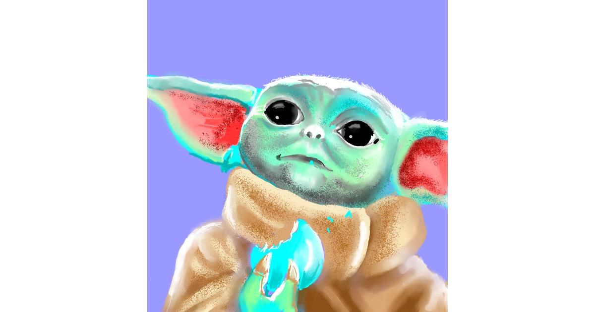 Drawing of Baby Yoda by Vinci