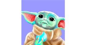 Drawing of Baby Yoda by Vinci