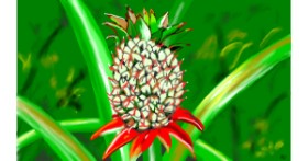 Drawing of Pineapple by Flowerpot