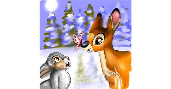 Drawing of Bambi by Leah