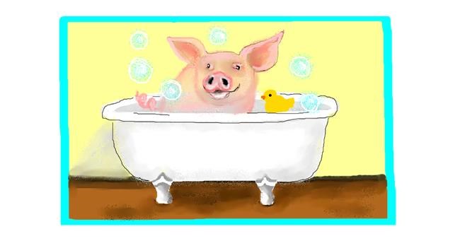 Drawing of Bathtub by Debidolittle