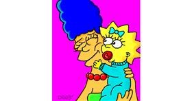 Drawing of Marge Simpson by GreyhoundMama