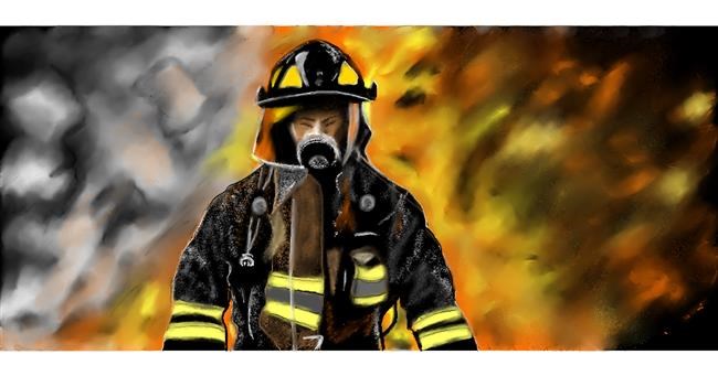 Drawing of Firefighter by Chaching