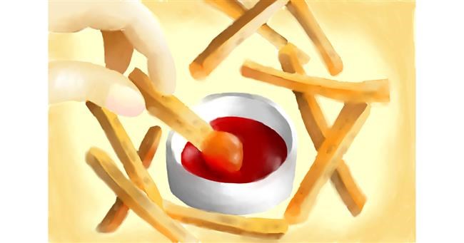 Drawing of French fries by Kiu