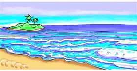 Drawing of Beach by Swimmer 