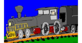 Drawing of Train by Flowerpot