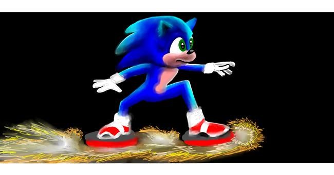 Drawing of Sonic the hedgehog by Sumafela