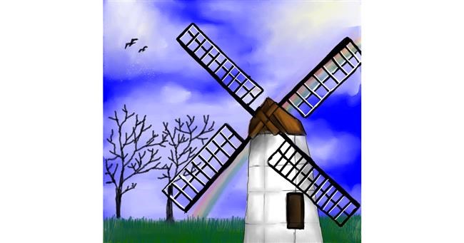 Drawing of Windmill by Bishakha