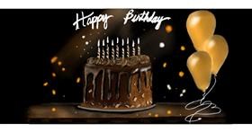 Drawing of Birthday cake by Chaching