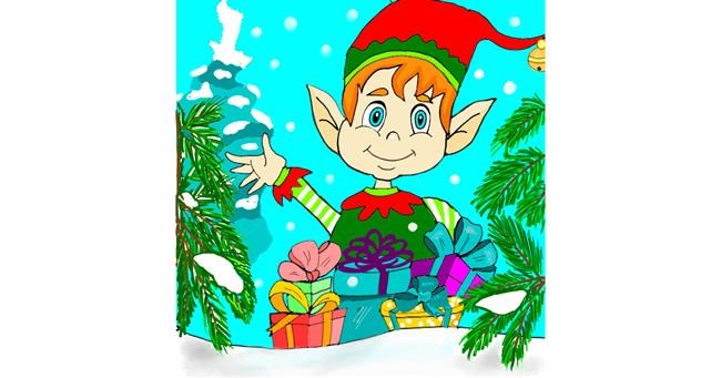 Drawing of Christmas elf by Lou
