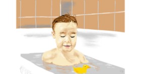 Drawing of Bathtub by Flowerpot