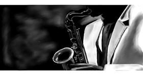 Drawing of Saxophone by Chaching