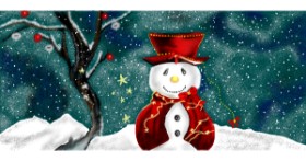 Drawing of Snowman by Çhåching