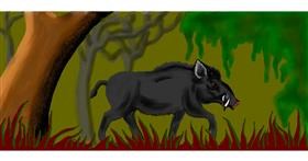 Drawing of Wild boar by DebbyLee