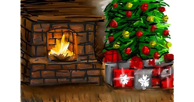 Drawing of Fireplace by Mia