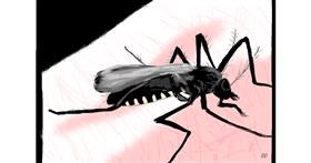 Drawing of Mosquito by flowerpot