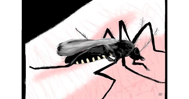 Drawing of Mosquito by flowerpot