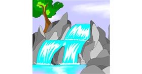 Drawing of Waterfall by Hunter