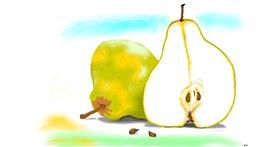 Drawing of Pear by flowerpot