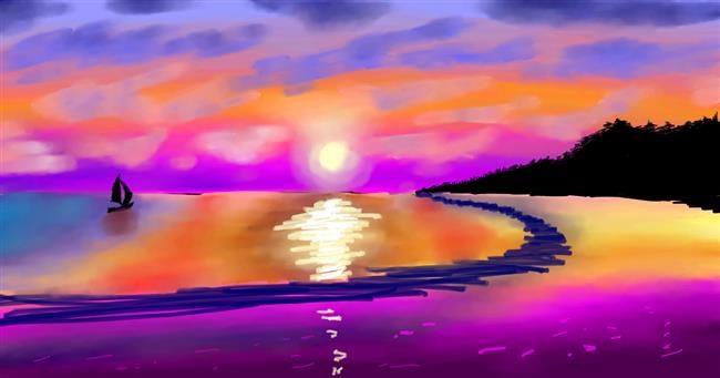 Drawing of Sunset by Sam