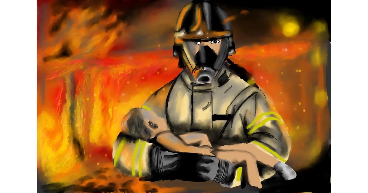 Drawing of Firefighter by RadiouChka