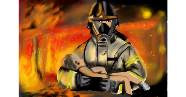 Drawing of Firefighter by RadiouChka