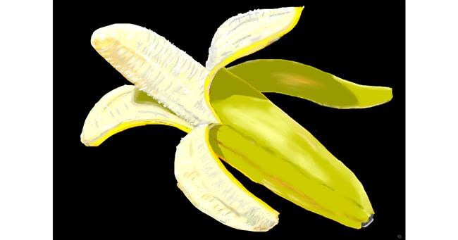 Drawing of Banana by flowerpot