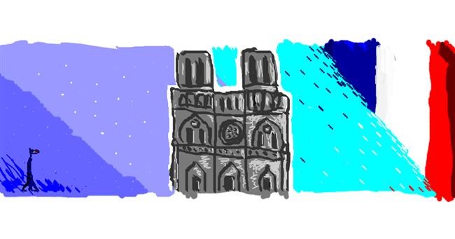 Drawing of Notre Dame by 7y3e1l1l0o§
