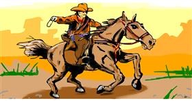 Drawing of Cowboy by Swimmer