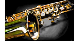 Drawing of Saxophone by Flowerpot