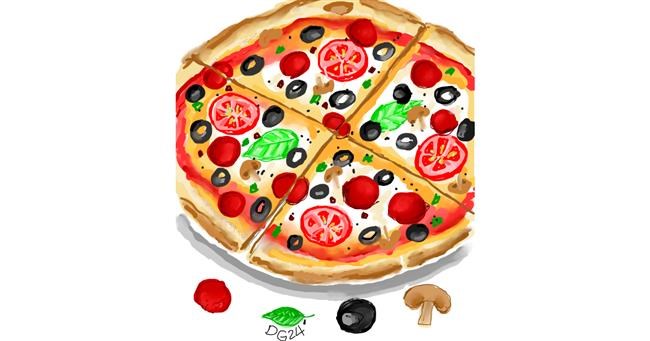 Drawing of Pizza by GreyhoundMama